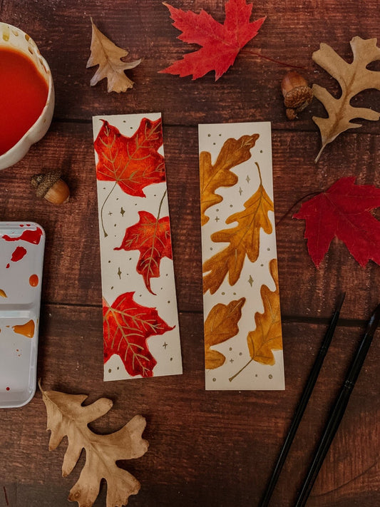 Falling Leaves Hand-Painted Bookmarks