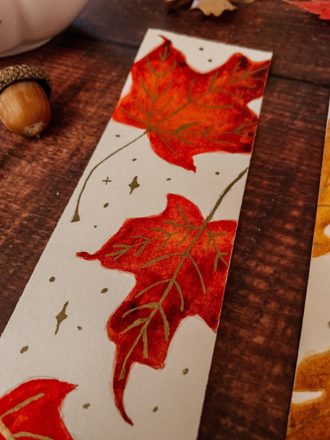 Falling Leaves Hand-Painted Bookmarks