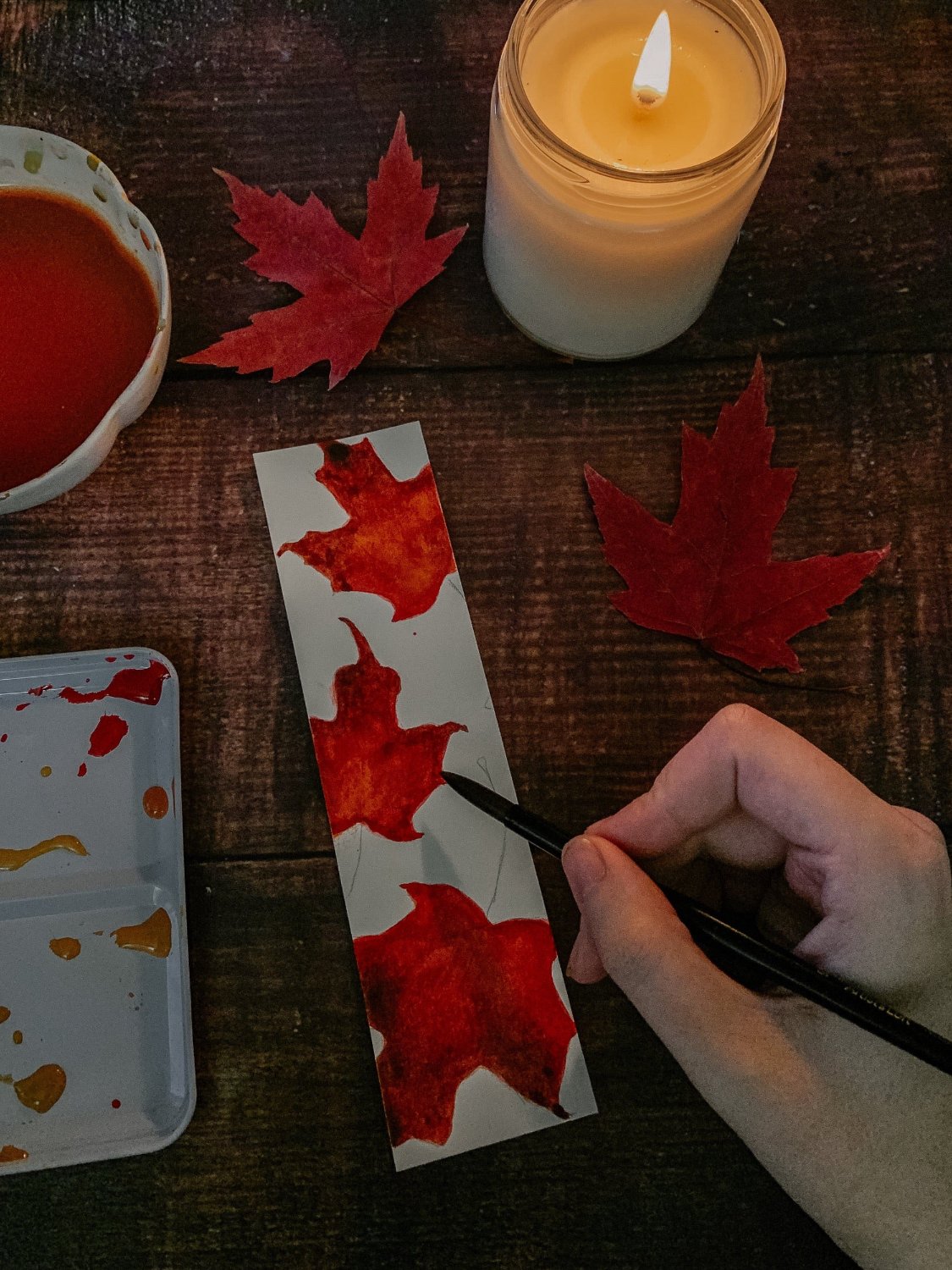 Falling Leaves Hand-Painted Bookmarks