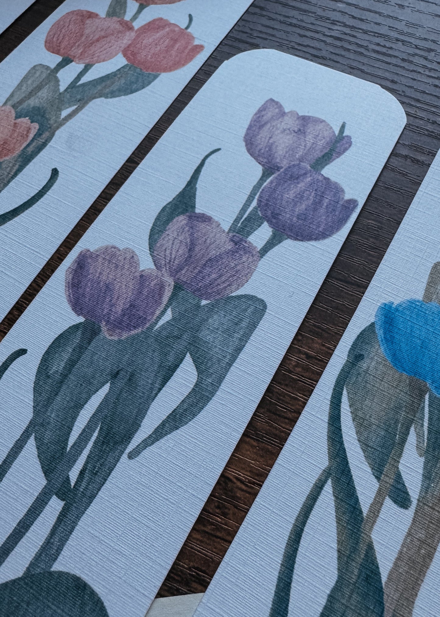 Watercolor Tulip Bookmark in Purple