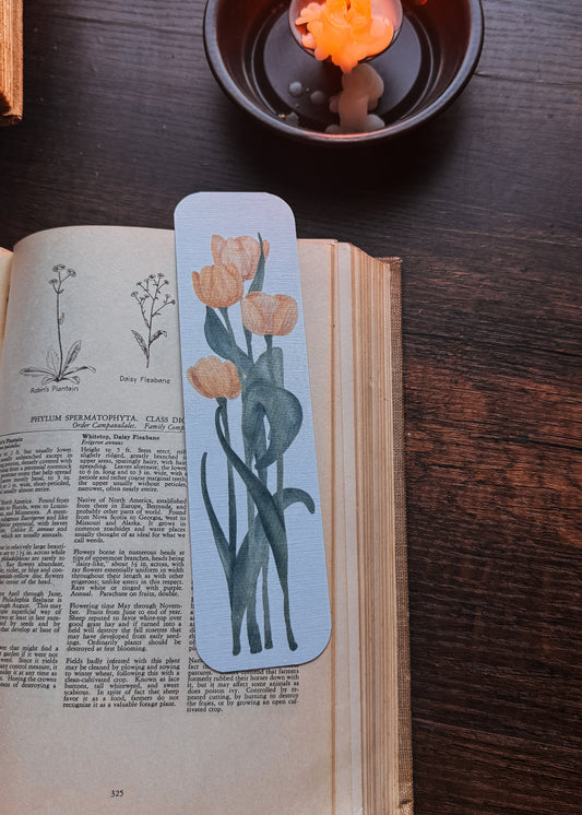 Watercolor Tulip Bookmark in Yellow
