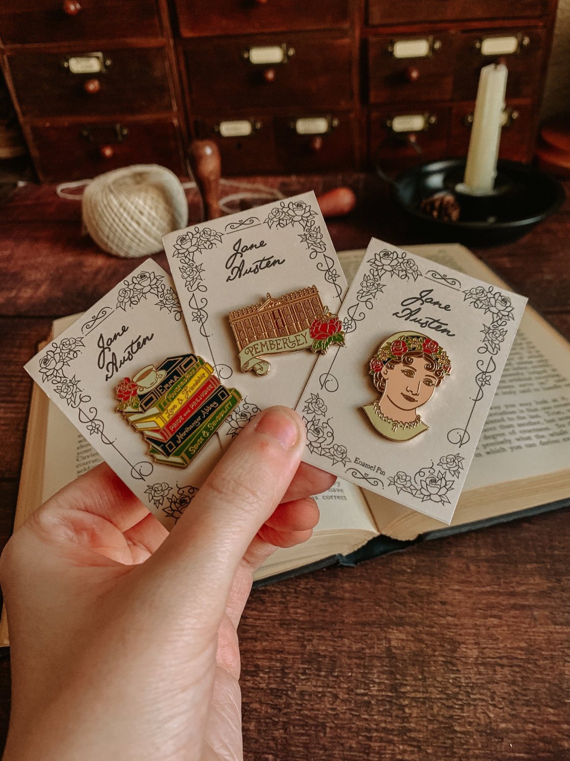 Jane Austen Enamel Pin - Flower Crown Jane