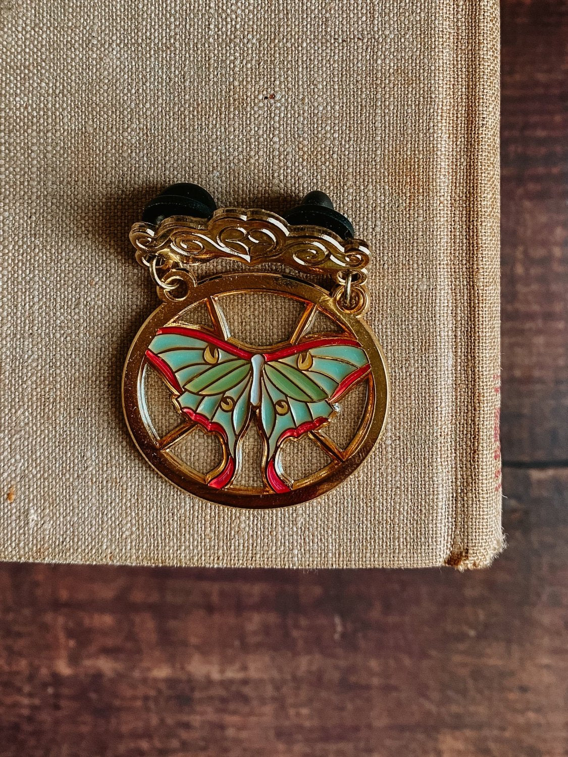 Lunar Moth Stained Glass Pin