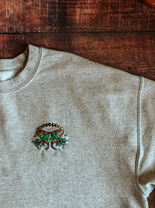 Lunar Moth Embroidered Sweatshirt