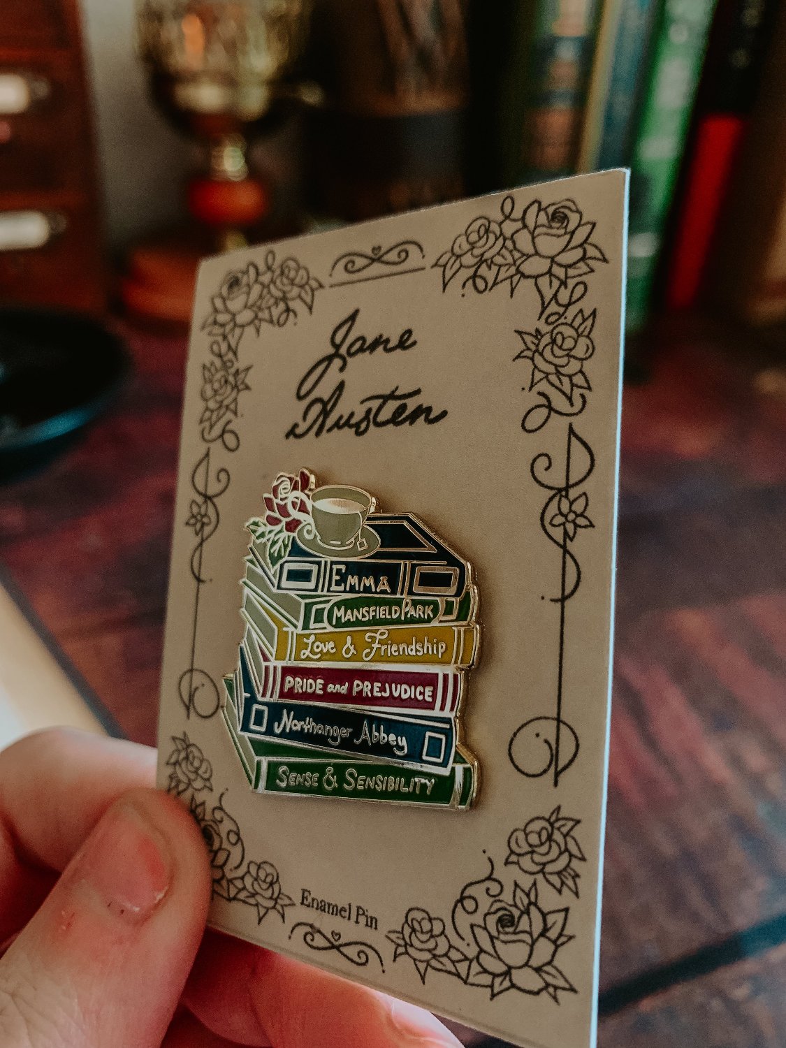 Jane Austen Enamel Pin - Book Stack