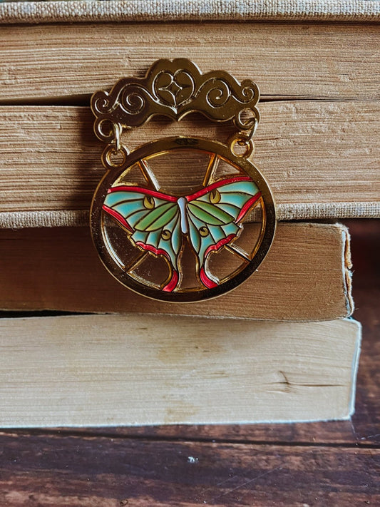 Lunar Moth Stained Glass Pin