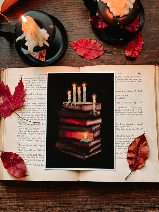 Melting Candles and Books Print