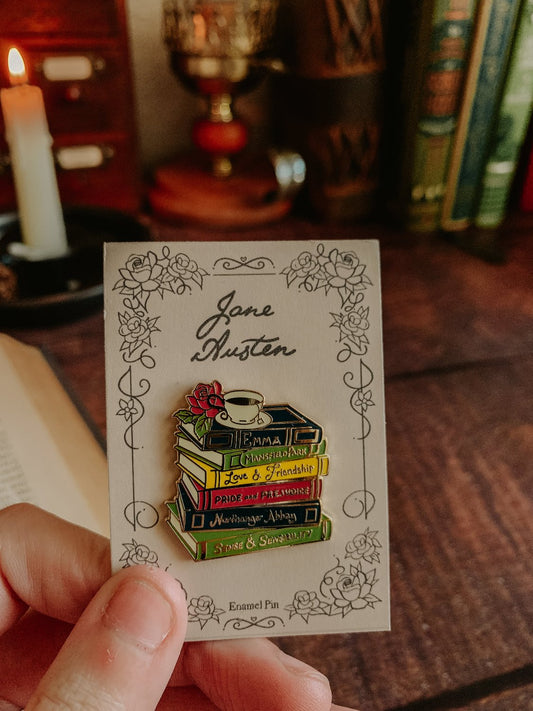 Jane Austen Enamel Pin - Book Stack