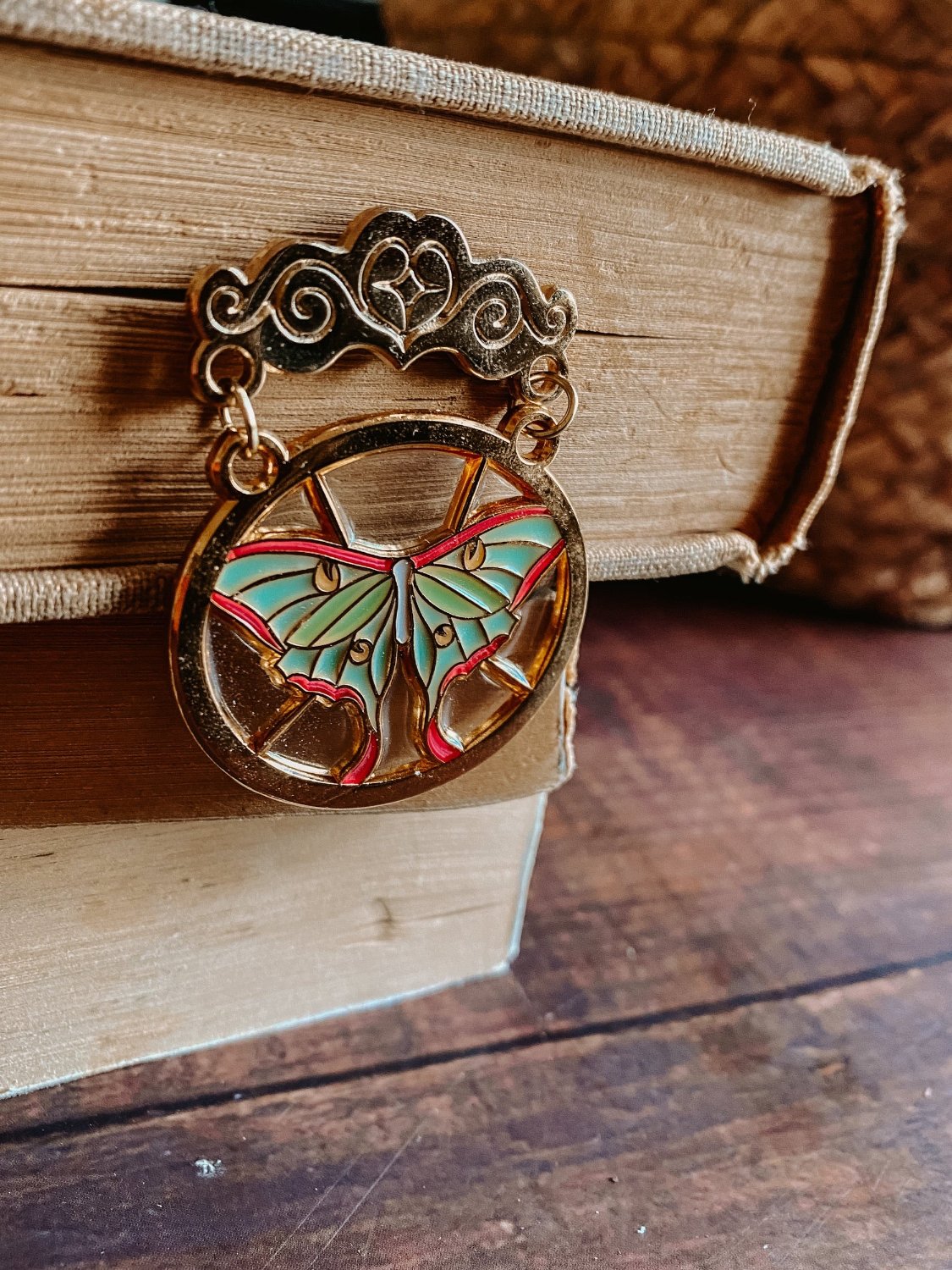 Lunar Moth Stained Glass Pin