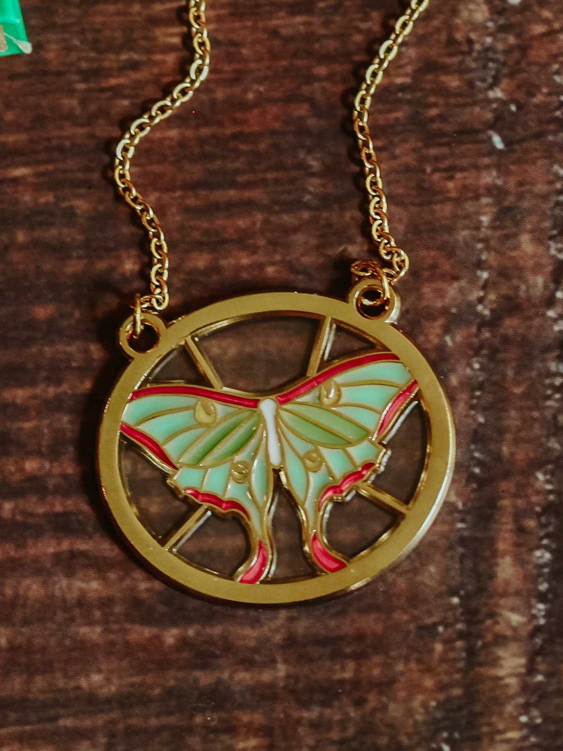 Lunar Moth Stained Glass Necklace