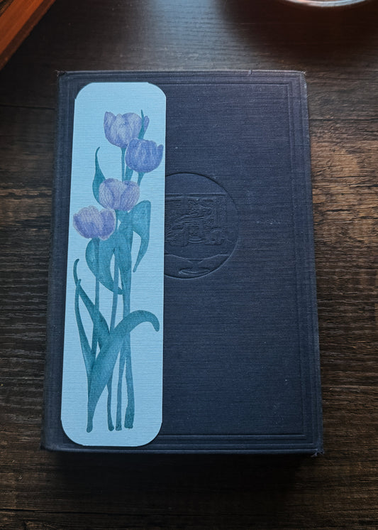 Watercolor Tulip Bookmark in Purple