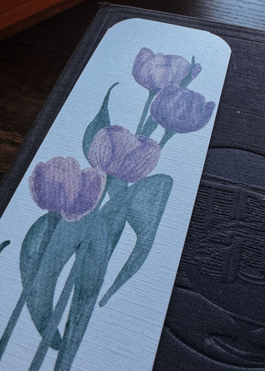 Watercolor Tulip Bookmark in Purple