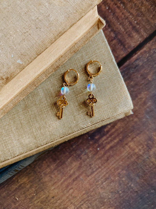 Little Gold Key Earrings