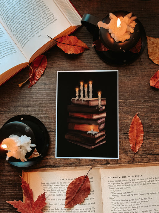 Melting Candles and Books Print