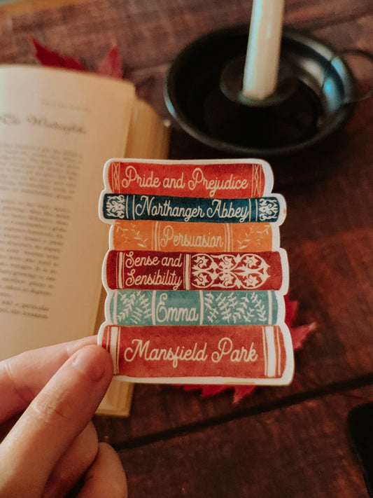 Jane Austen Bookstack Sticker